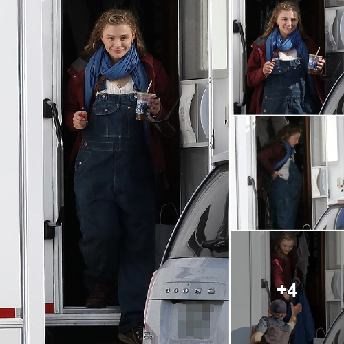 Chloe Grace Moretz unveils her new look on set of the film Mother/Android in Boston with a prosthetic baby bump